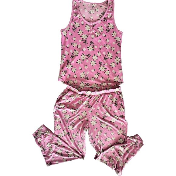 DRAPER JAMES Women's Sz M Pajama Set Pink MAGNOLIA Floral Soft Sleeveless - Picture 16 of 16
